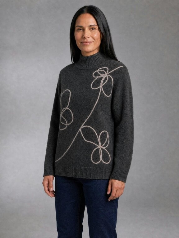 VIZ-A-VIZ Floral Crew Neck Jumper