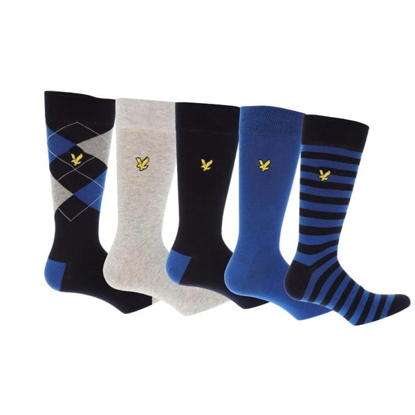 Lyle & Scott Mens Dress Socks (Pack of 5) - Blue