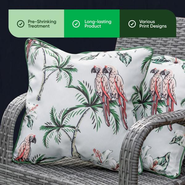 Gardenwize Pair of Outdoor Scatter Cushions – Pink Parrot Design