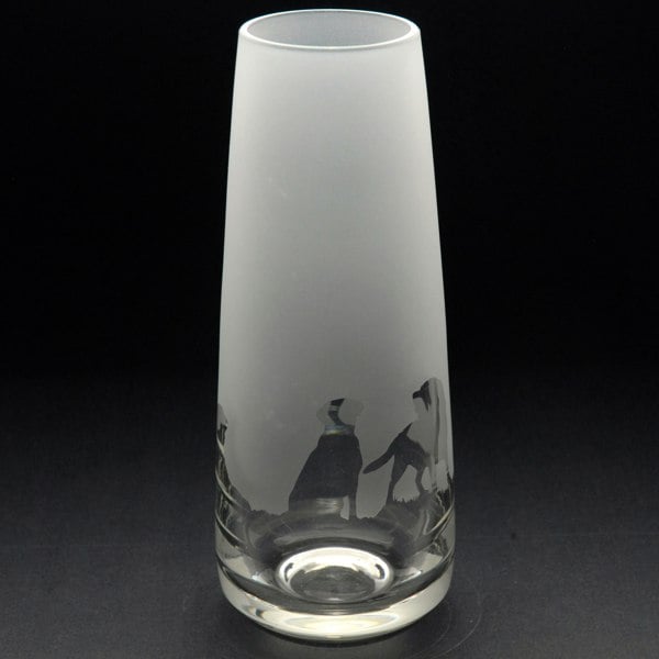 Glyptic Glass Art Labrador Dog Glass Bud Vase - Hand Etched/Engraved Gift