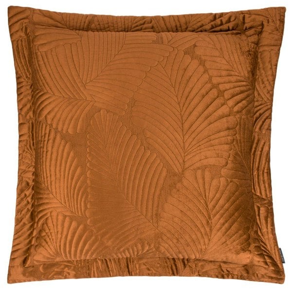 Paoletti Palmeria Velvet Quilted Cushion Cover - Rust