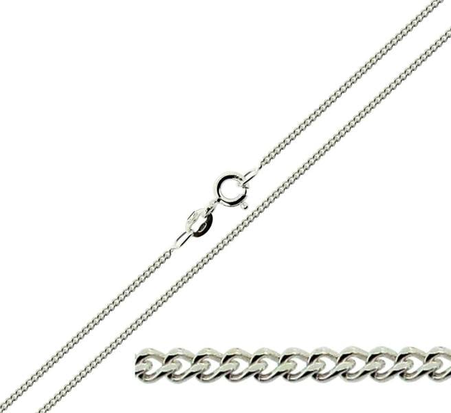 9ct White Gold 1.3mm DC Curb Chain - Love Silver Jewellery