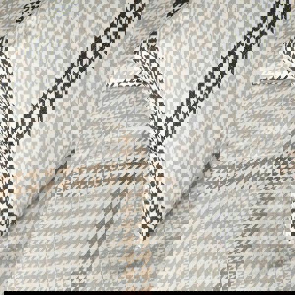 Smart Living Luxury Hounds tooth Check Brushed Cotton Duvet Cover Set - Easy Care Bedding - Natural