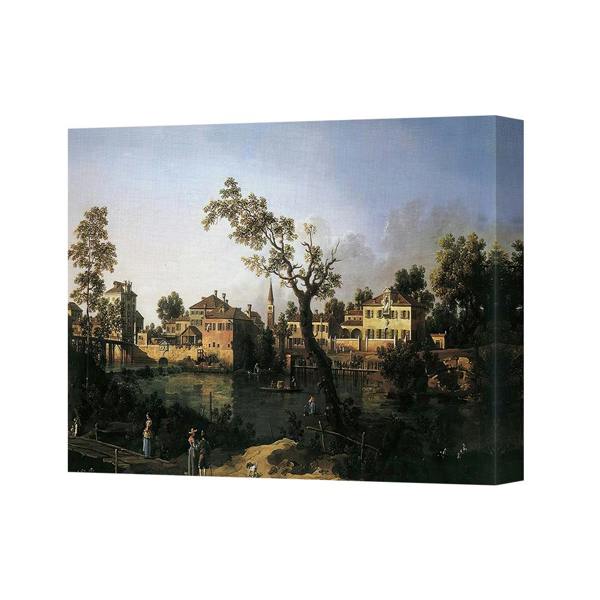 Benjamin Tate Design Classic Landscape Canvas Wall Art Print River Town Scene