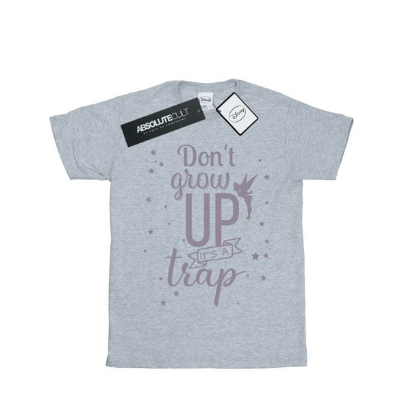 Disney Womens/Ladies Tinker Bell Don´t Grow Up Cotton Boyfriend T-Shirt - Sports Grey