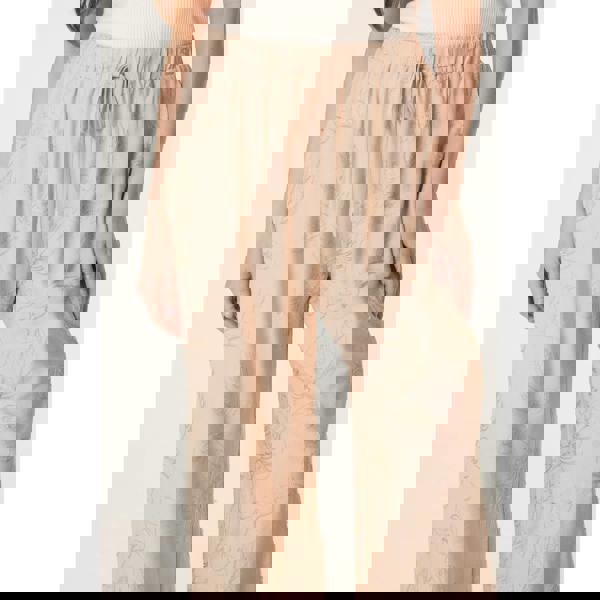 Blue Vanilla Embroidered Pattern Wide-Leg Trousers