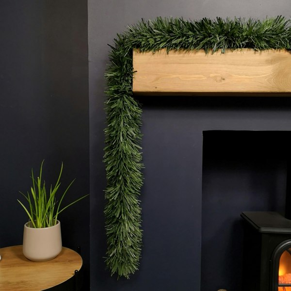Samuel Alexander 3m x 15cm Festive 6 Ply Chunky Green Pine Christmas Tinsel Garland Decoration