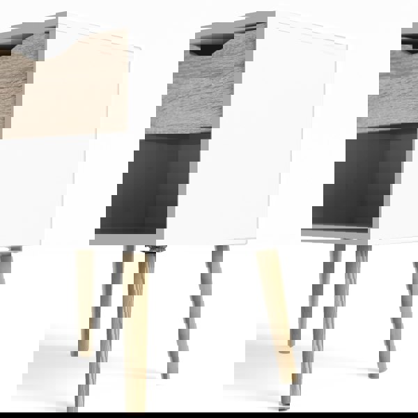 Furniture To Go Oslo Bedside 1 Drawer in White and Oak