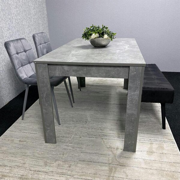 Kosy Koala Grey Wooden Dining Table Set with 2 Grey Velvet Chairs and 1 Black Bench ? Dining Room Furniture