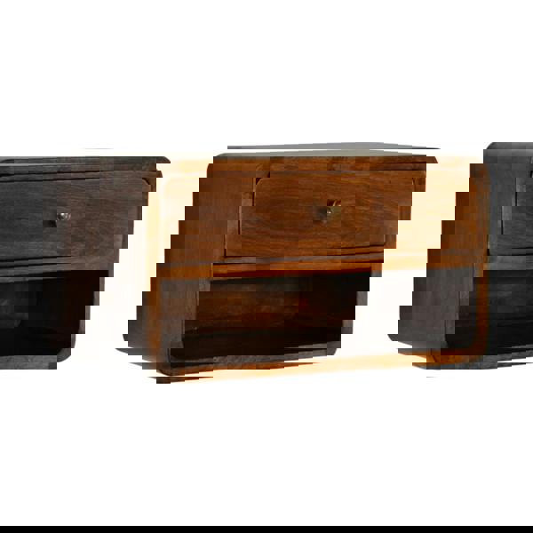 Artisan Furniture Solid Mango Wood Chestnut Curve Floating Bedside