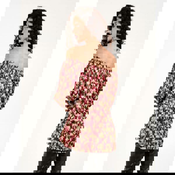 Blue Vanilla Floral Ruched Sleeve Bardot