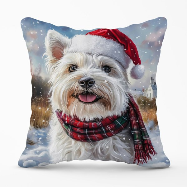 Warren Reed Christmas West Highland Terrier Cushion