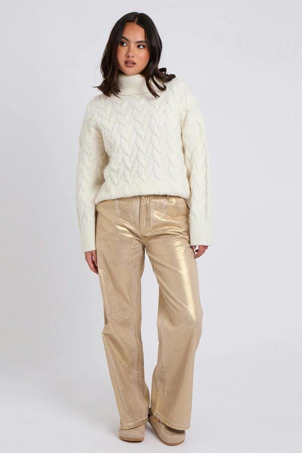 Urban Bliss White Cable Roll Neck Jumper