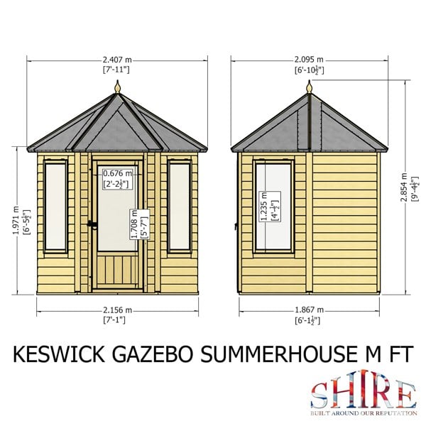 Shire Keswick Gazebo Hexagonal Summerhouse 6x6 12mm Cladding