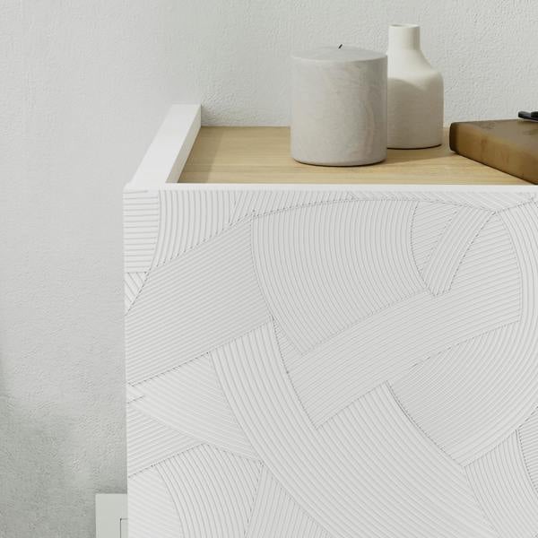 Decortie Floating Bedside Table w/Drawer, Underneath LED Light Handleless Modern Nightstand Wall-Mounted Storage