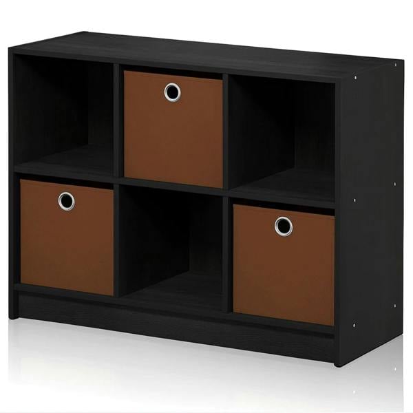 WALPLUS Basic 3x2 Bookcase Storage w/Bins, Americano/Medium Brown | High Quality Decorative Wall Design