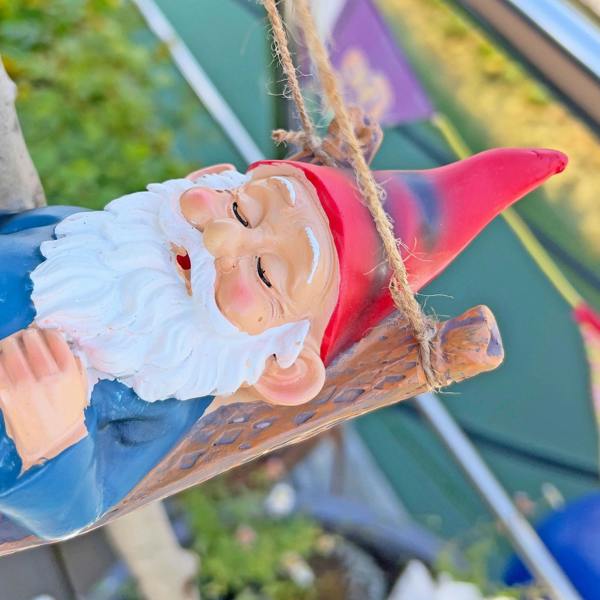 Farmwood Sleeping Gnome in a Hammock Hanging Garden Ornament
