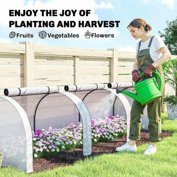 295 x 100 cm Low Tunnel Greenhouse - White