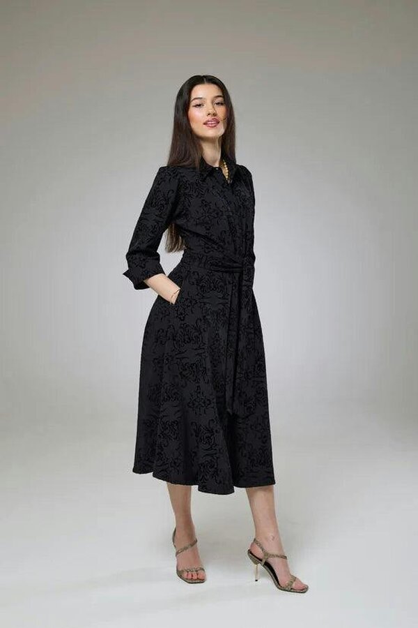 Lioness by TF Vintage Black Velvet Sleeved Dress