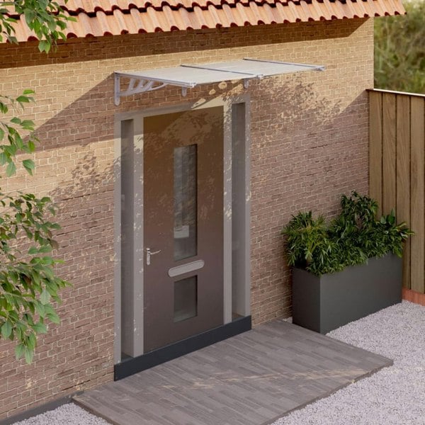 Berkfield Door Canopy Grey and Transparent 152.5x90 cm Polycarbonate