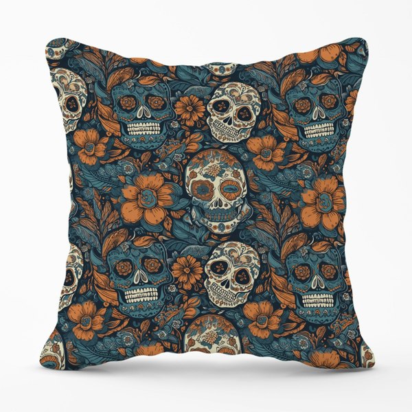 Warren Reed Dia De Los Muertos Skulls Pattern Cushions