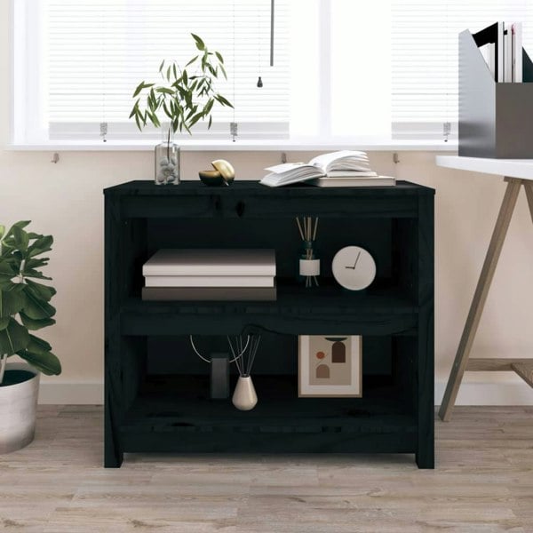 Berkfield Book Cabinet Black 80x35x68 cm Solid Wood Pine
