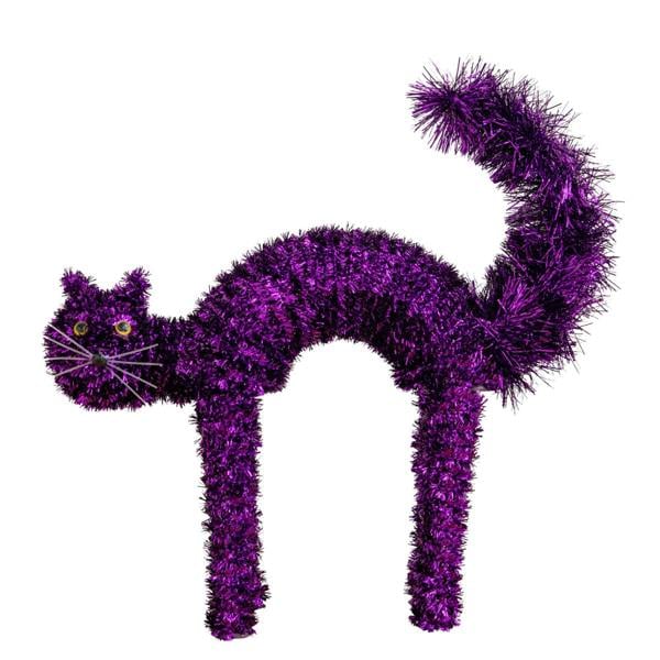 Samuel Alexander 42cm Standing Scaredy Cat Halloween Decoration in Purple