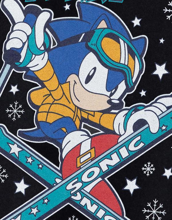 Sonic the Hedgehog Boys Black Merry Christmas Short Sleeved T-Shirt