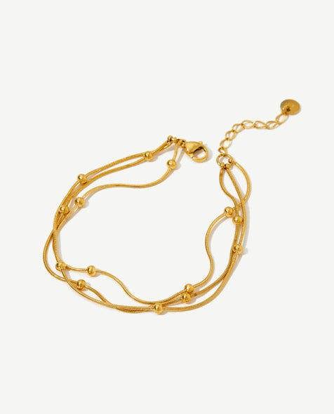 Elk & Bloom Triple Satellite Chain 14K Gold Link Bracelet
