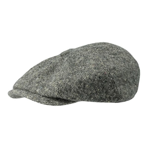 Gamble & Gunn Molloy & Sons Donegal Tweed 'Pepper' Fabric British Made Tweed 8 Panel Button Top Cap