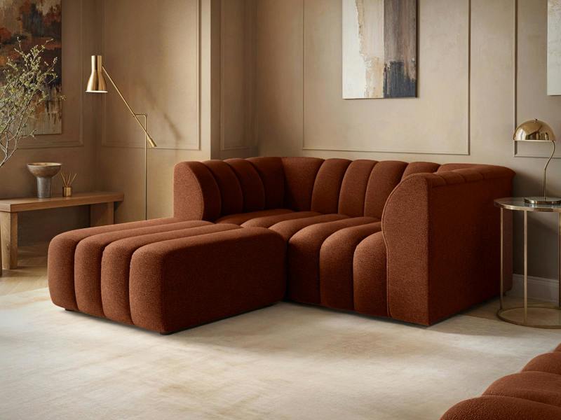 Halle 2 Seater with Footstool Burnt Orange Chenille