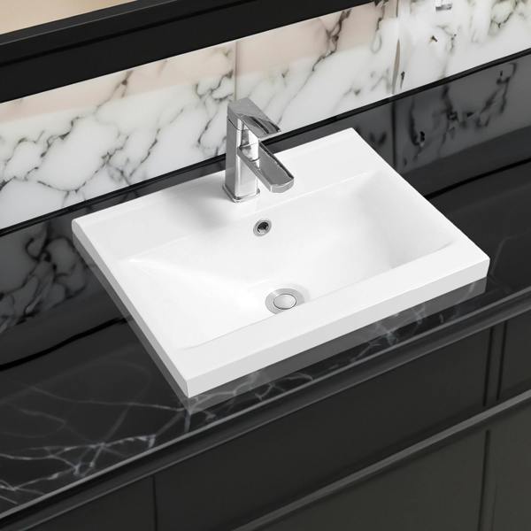 5004 ceramic 51cm mid edge inset basin with dipped bowl