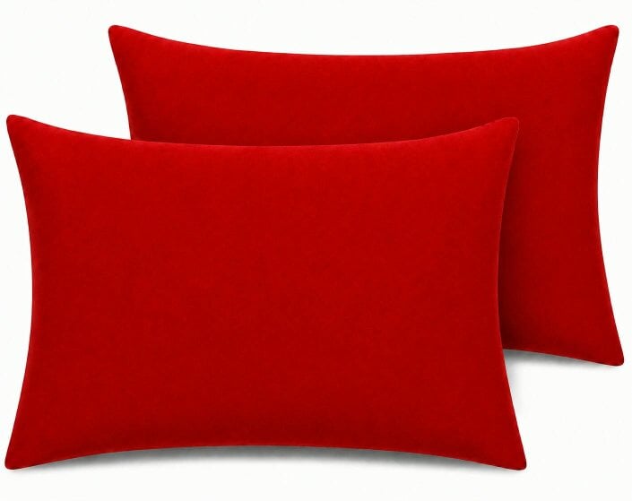 Night Zone 180 Thread Count Percale Pillowcases Pair – Crisp Easy Care Bed Linen - Red