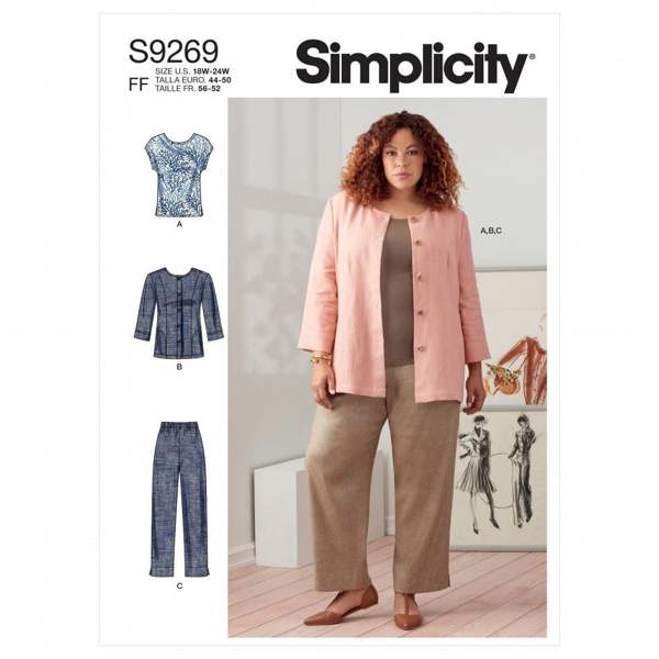 Simplicity Sewing Pattern 9269, Jackets, Tops, Trousers for Women, FF (18W-20W-22W-24W) - Intermediate