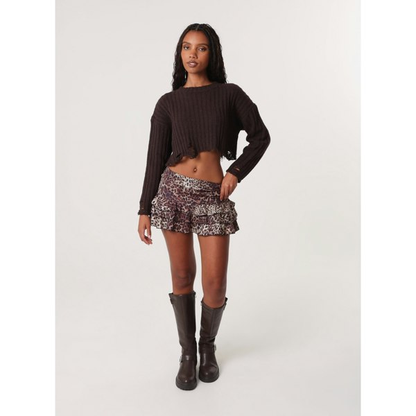 Pink Vanilla Distressed Crop Knit Jumper