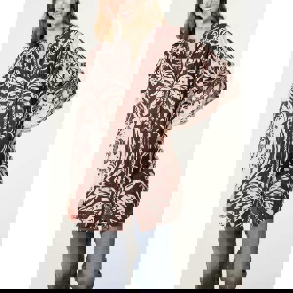 Blue Vanilla Tropical Lurex Oversized Shirt