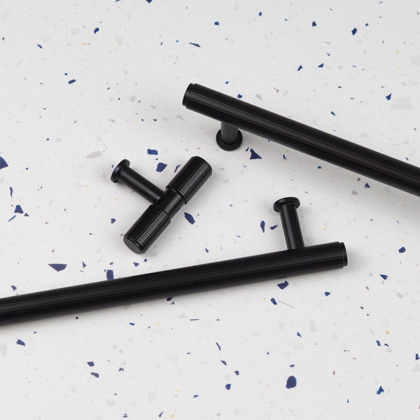 Handle & Home Matt Black Fluted Detailing Handles and Coordinating Knob
