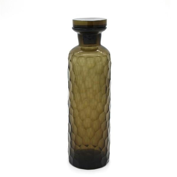 Culinary Concepts Smoked Cut Glass Water Bottle with Glass Top