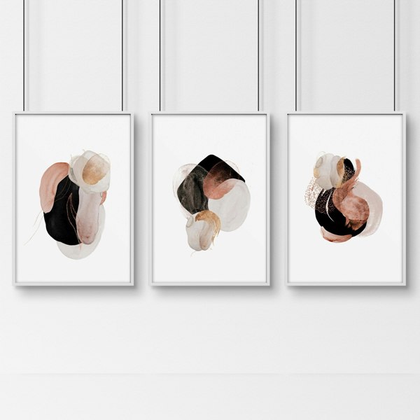 Modern abstract art prints | set of 3 Bedroom wall art