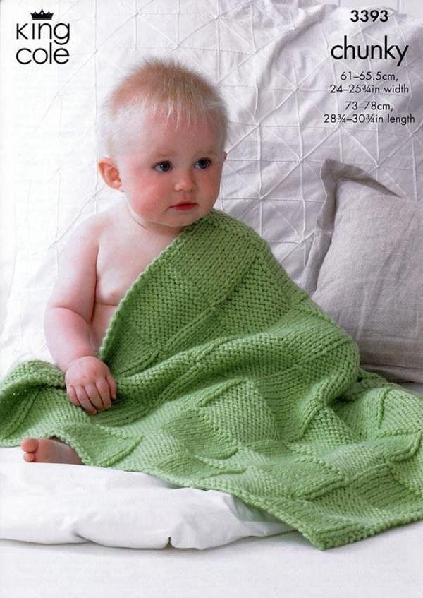 King Cole Comfort Knitting Pattern 3393, Blankets for Baby - Intermediate
