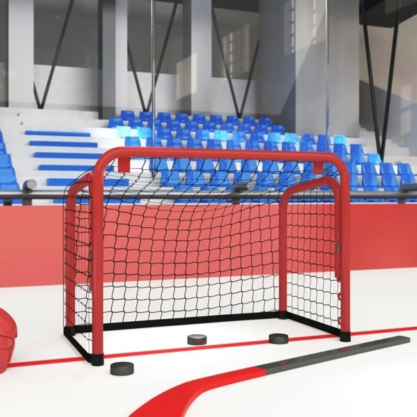 Berkfield Hockey Goal with Net Red&Black 68x32x47 cm Steel&Polyester