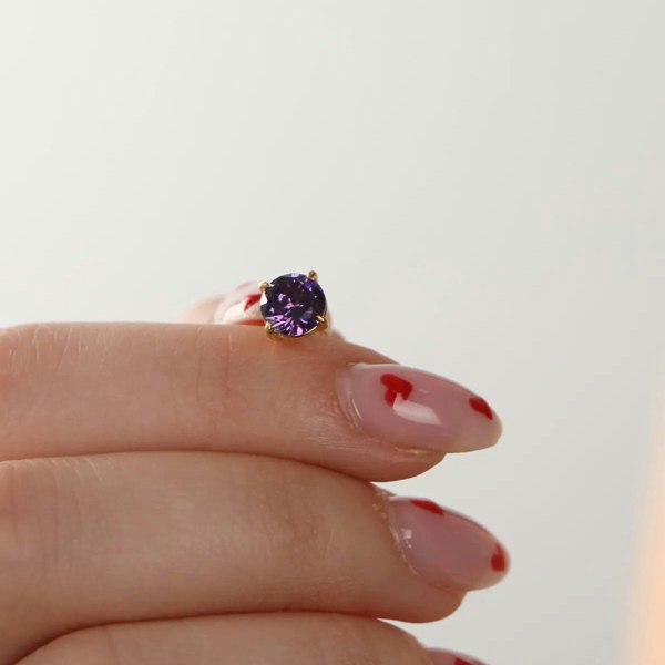 Spero London 9ct Gold Amethyst Stud Earrings