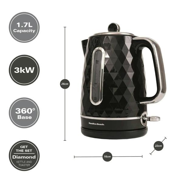 Hamilton Beach Diamond Kettle & Toaster Set Black - Hamilton Beach UK
