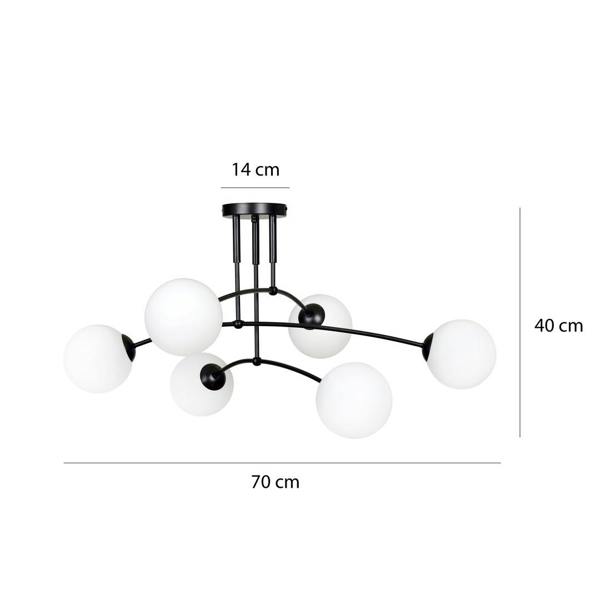 Emibig PREGOS Ceiling lamp  6 x E14 Black with White Shade