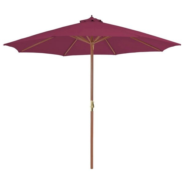 Berkfield Outdoor Parasol with Wooden Pole 300 cm Bordeaux Red
