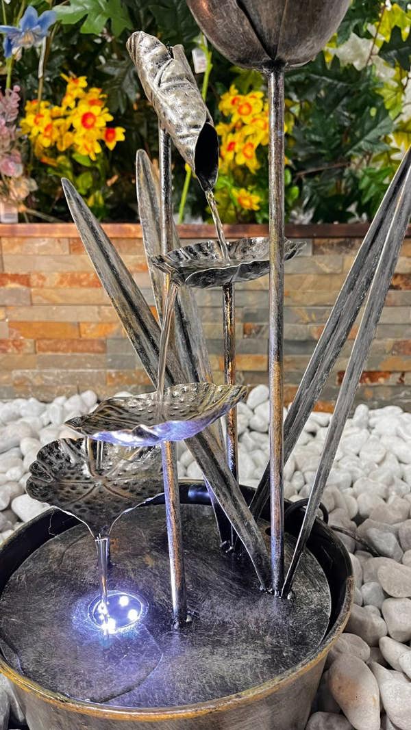 Tranquillity Water Features Small Flower Modern Metal Water Feature