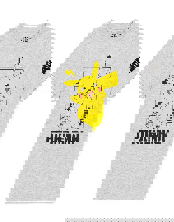 Pokemon Boys Grey Pikachu Short Sleeved T-Shirt