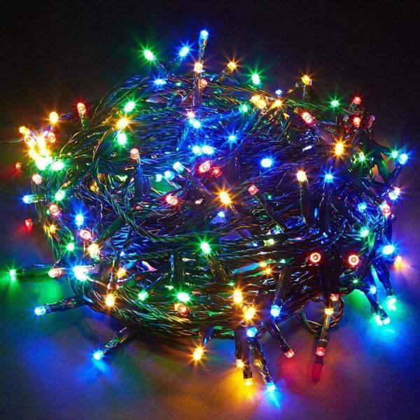 Multicolour LED Outdoor String Fairy Lights with Timer and 8 Modes, Green Cable Sizes 100 to 2000 image 1