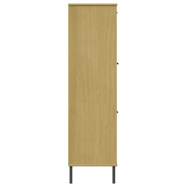 Berkfield Bookcase with Metal Legs Brown 90x35x128.5 cm Solid Wood OSLO
