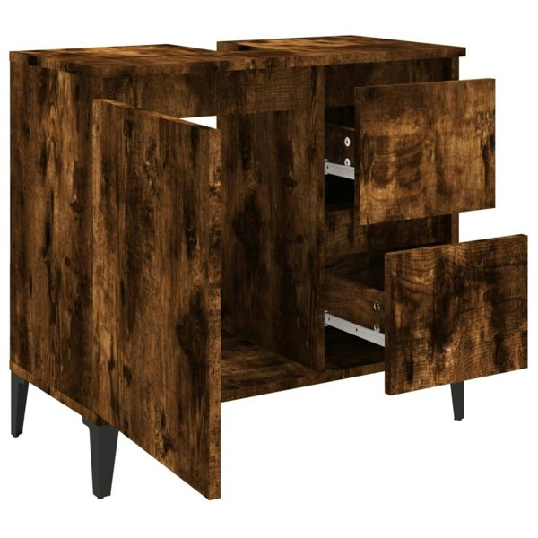 Berkfield Bathroom Cabinet Smoked Oak 65x33x60 cm Engineered Wood